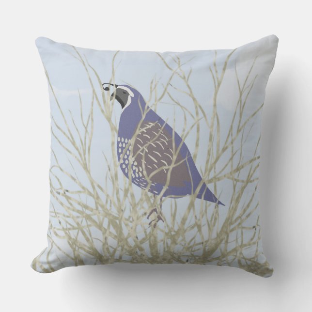 Quail Outdoor Throw Pillow (Front)