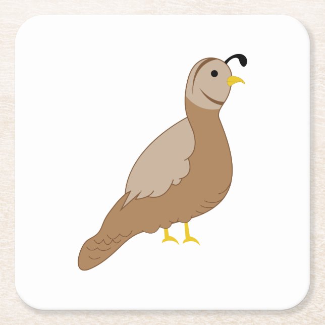 Quail Square Paper Coaster (Front)