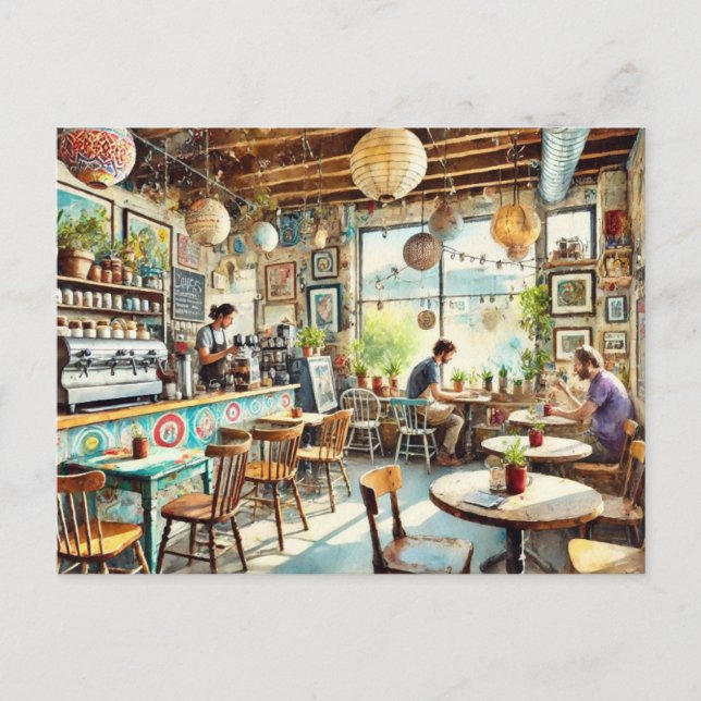 Quaint Artistic Coffeeshop in Austin Texas Postcard (Front)