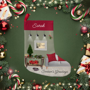 Quaint Christmas Scene Small Christmas Stocking
