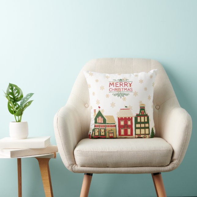 Quaint Christmas Village Snowflakes Cushion (Chair)