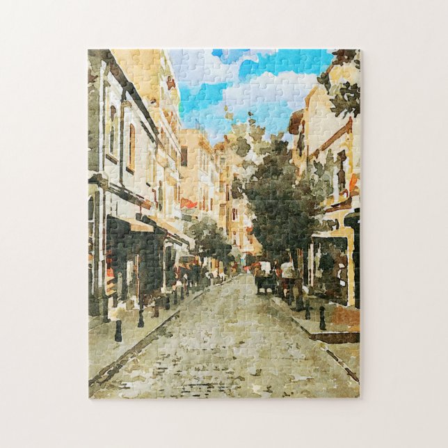 Quaint City Street After The Rain Jigsaw Puzzle (Vertical)