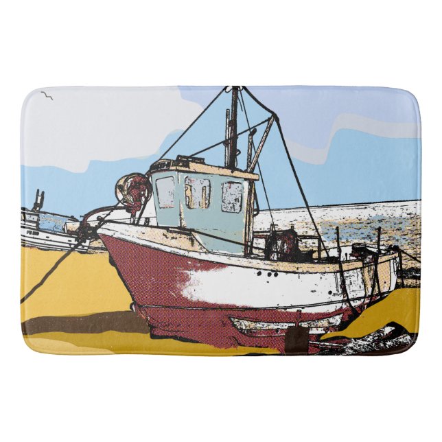 Quaint Fishing Boat  Bath Mat (Front)