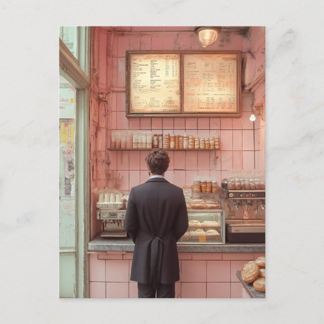 Quaint French Bakery Interior Vintage Aesthetic Postcard (Front)