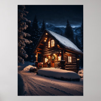 Quaint Mountain Log Cabin – A Cosy Christmas Escap Poster