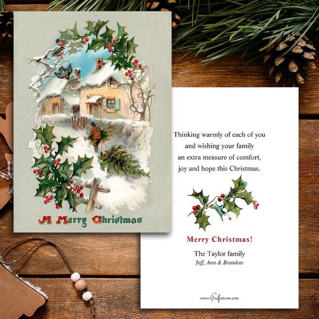 Quaint Nostalgic Vintage Rustic Winter Scene Postcard (Creator Uploaded)