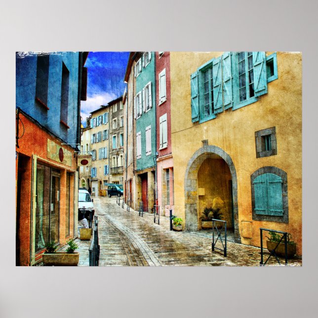 Quaint Old Cobblestone Street Poster (Front)