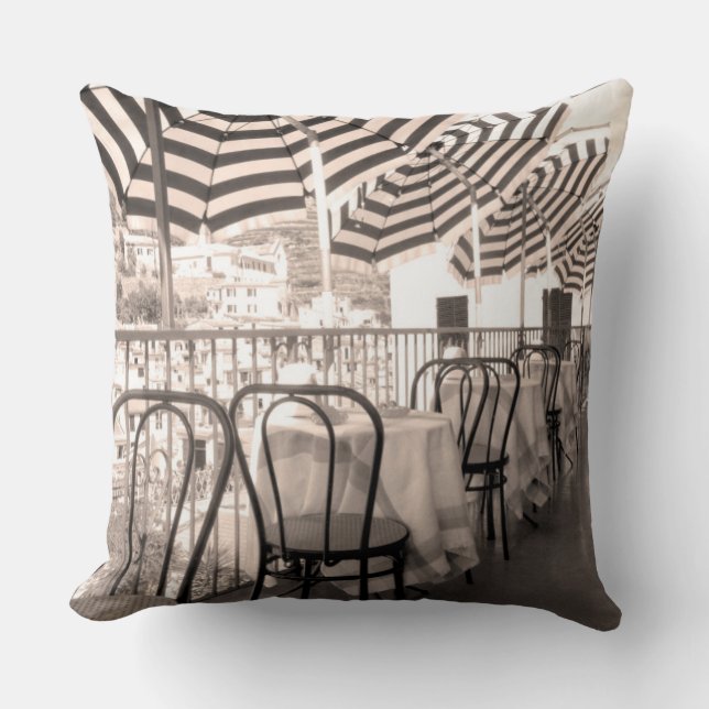 Quaint restaurant balcony, Italy Cushion (Front)