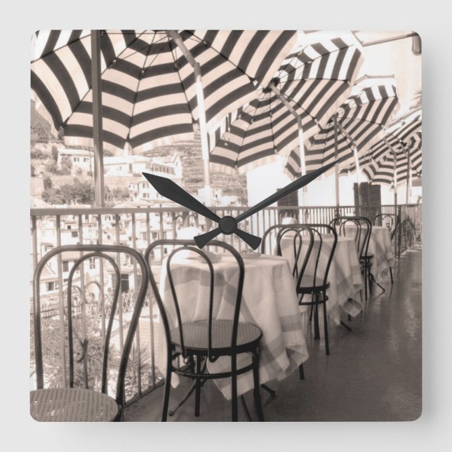 Quaint restaurant balcony, Italy Square Wall Clock (Front)