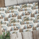 Quaint Rustic Snow-Covered Victorian Cottages Tissue Paper<br><div class="desc">Lovely quaint seamless winter holiday pattern featuring cosy Victorian cottages covered in snow with stone walls,  rustic fences and tall evergreens.</div>