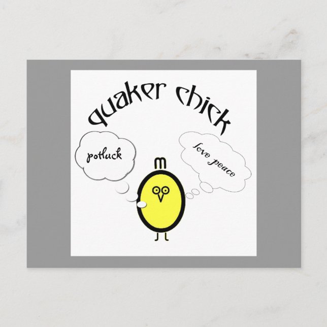 Quaker chick  - love peace potluck (or whatever) postcard (Front)