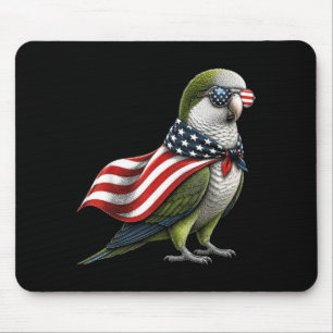 Quaker Parrot 4th Of July Aamerican Flag Patriotic Mouse Pad