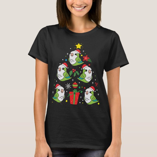 Quaker Parrot Green Christmas Ornament Tree Funny  T-Shirt (Front)
