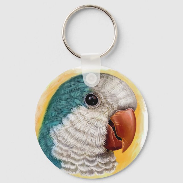 Quaker parrot realistic painting key ring (Front)