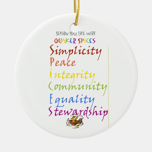 Quaker Spices Ceramic Tree Decoration (Front)