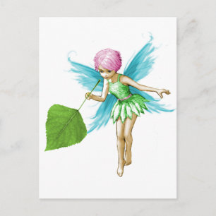Quaking Aspen Tree Fairy Holding Leaf Postcard