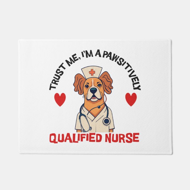 Qualified Nurse Pawsitively Doormat (Front)