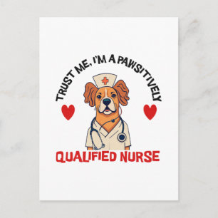 Qualified Nurse Pawsitively Postcard