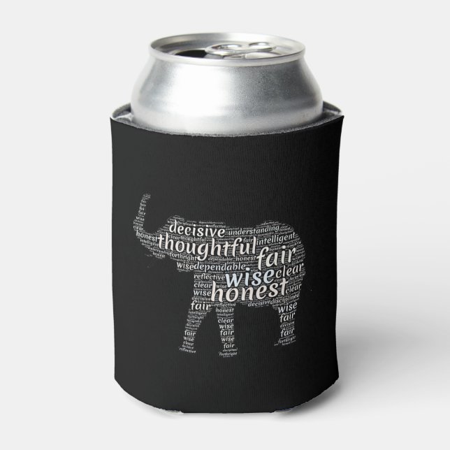 Qualities of an Elephant Word Cloud Can Cooler (Can Front)