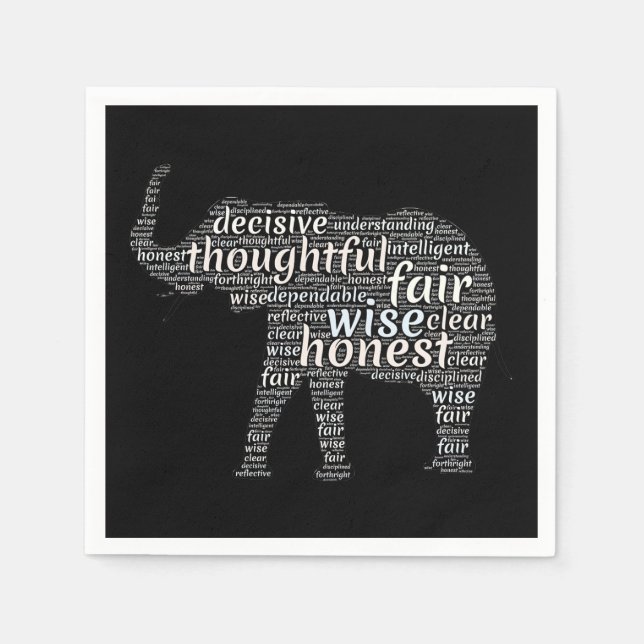 Qualities of an Elephant Word Cloud Napkin (Front)