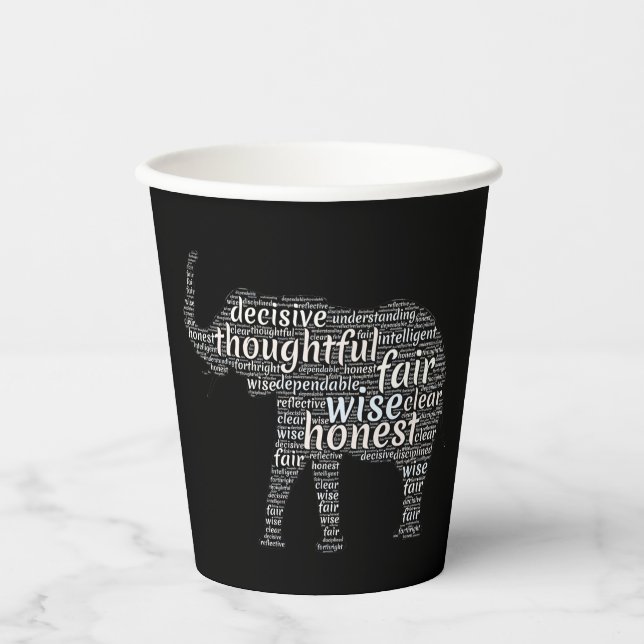 Qualities of an Elephant Word Cloud Paper Cups (Front)