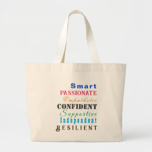Qualities of Great Women Fun Elegant Colourful Large Tote Bag