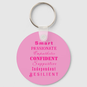 Qualities of Great Women Pink Key Ring