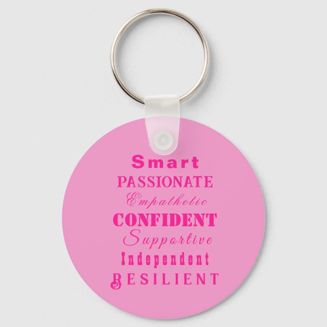 Qualities of Great Women Pink Key Ring (Front)