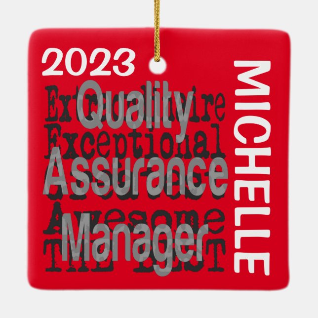 Quality Assurance Manager Extraordinaire CUSTOM Ceramic Ornament (Back)