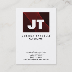 Quality Brown Red & White Monogram Unique Modern Business Card