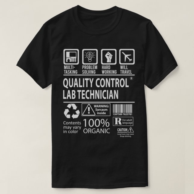 Quality Control Lab Technician MultiTasking Certif T-Shirt (Design Front)