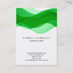 Quality Green & White Unique Modern Pattern Curves Business Card