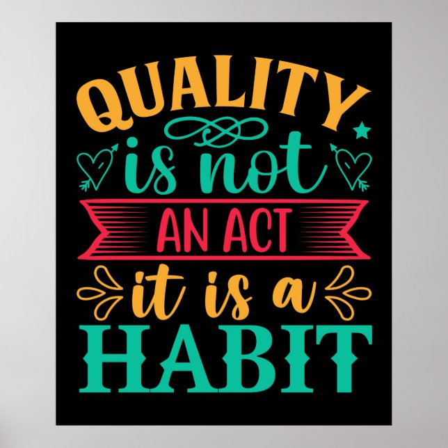Quality Quotes, Quality Is Not An Act It Is Habit Poster (Front)