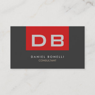 Quality Red Grey Monogram Unique Business Card