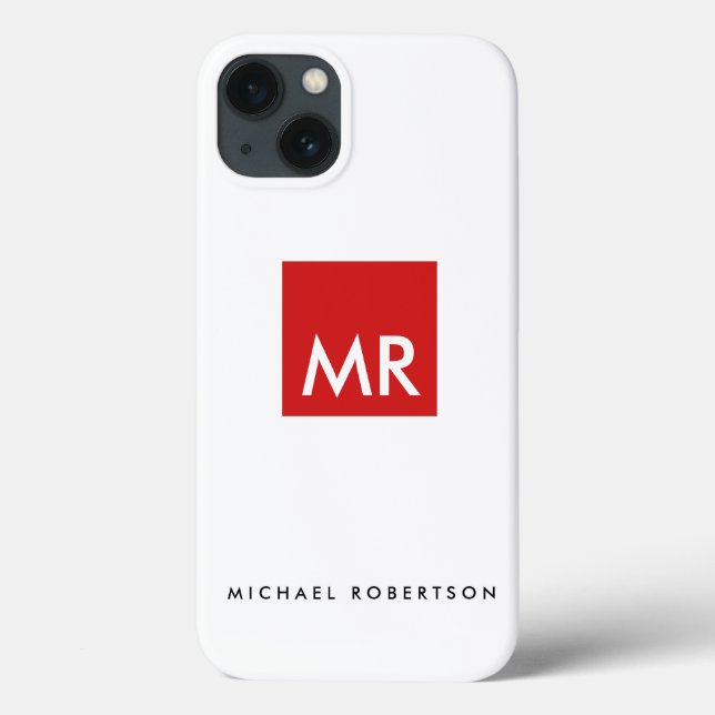 Quality Red White Monogram Elegant Unique Case-Mate iPhone Case (Back)