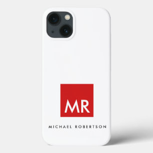 Quality Red White Monogram Elegant Unique iPhone 13 Case