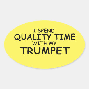 Quality Time Trumpet Oval Sticker