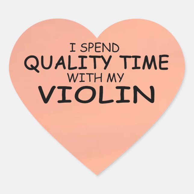 Quality Time Violin Heart Sticker (Front)