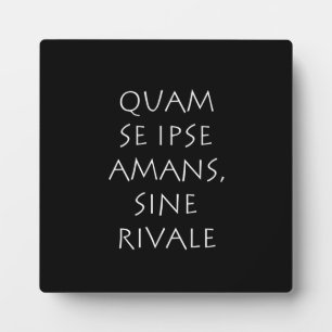 Quam se ipse amans sine rivale plaque