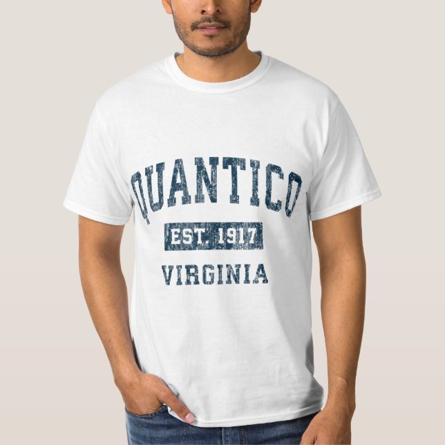 Quantico Virginia VA Vintage Sports Design Navy Pr T-Shirt (Front)