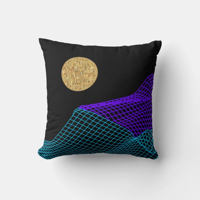 Quantum Abstract Space Purple Blue Black Gold  Cushion (Front)