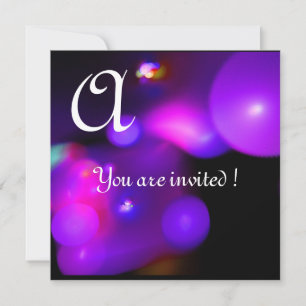QUANTUM BUBBLE MONOGRAM PURPLE black pink Invitation