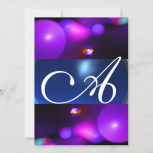 QUANTUM BUBBLE MONOGRAM  purple blue Invitation