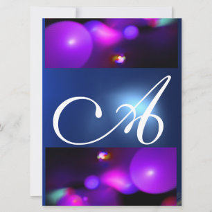 QUANTUM BUBBLE MONOGRAM  purple blue Invitation