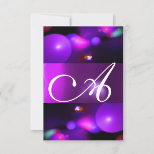 QUANTUM BUBBLE MONOGRAM purple rsvp Invitation