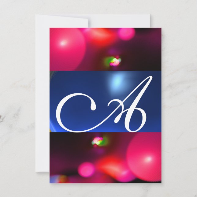 QUANTUM BUBBLE MONOGRAM red blue Invitation (Front)