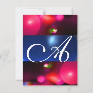 QUANTUM BUBBLE MONOGRAM red blue Invitation