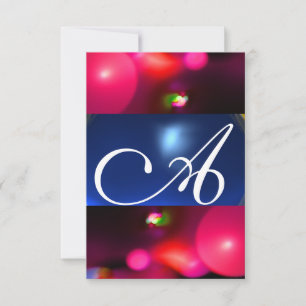 QUANTUM BUBBLE MONOGRAM red blue rsvp Invitation