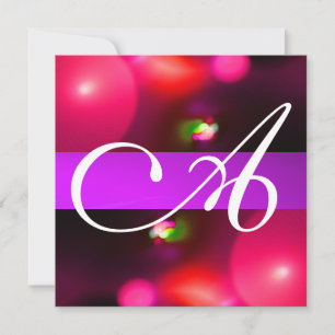 QUANTUM BUBBLE MONOGRAM red purple Invitation