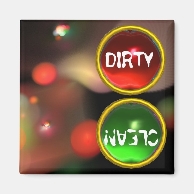 QUANTUM BUBBLES AND RED GREEN GEMS Dirty Clean Magnet (Front)